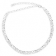 Metal TQ latón gargantilla con strass Plateado-cristal