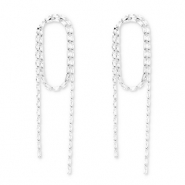Pendiente de lat&oacute;n Eco-brass&reg; con zirc&oacute;n Plateado-cristal