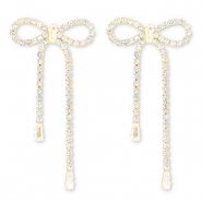 Pendiente de lat&oacute;n Eco-brass&reg; con strass lazo Dorado-cristal