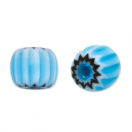 Abalorios Millefiori tubo Azul claro-negro