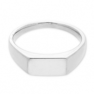 Anillos Acero Inox con rect&aacute;ngulo Plateado