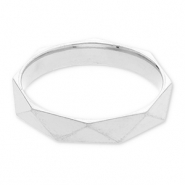 Anillos Acero Inox FacetadosPlateado