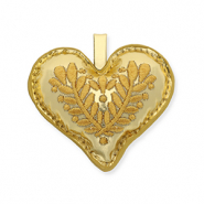 Colgantes trendy coraz&oacute;n con motivo de hoja Dorado