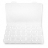 Caja de almacenamiento de joyería con 7x4 compartimentos Transparente
