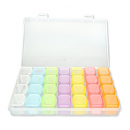 Caja de almacenamiento de joyería con 7x4 compartimentos Transparente-multicolor