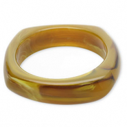 Pulseras bangle de resina Verde oliva-marr&oacute;n-blanco