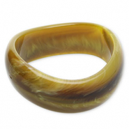 Pulseras bangle de resina Verde oliva-marrón-blanco