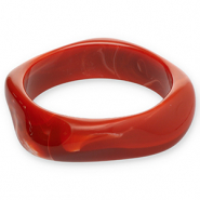 Pulseras bangle de resina Rojo &oacute;xido-blanco