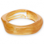 Pulseras bangle de resina Marr&oacute;n camel-blanco