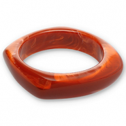Pulseras bangle de resina Rojo &oacute;xido-blanco