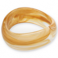 Pulseras bangle de resina Marrón camel-blanco