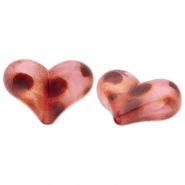 Abalorios acrílicos corazón con puntos Rosa claro-marrón