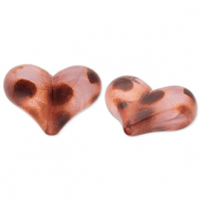 Abalorios acrílicos corazón con puntos Beige-marrón
