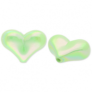Abalorios acrílicos corazón Verde-cubierta AB