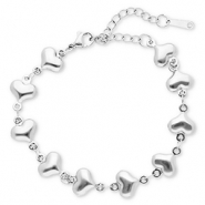 Pulseras Acero Inox corazón Plateado