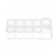 Caja de almacenamiento de joyería con 10 compartimentos Transparente