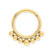 Piercing oreja Acero Inox clicker anillo con bolas Dorado