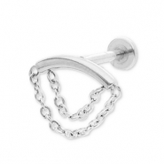 Piercing oreja Acero Inox arco con 2 capas cadena Plateado