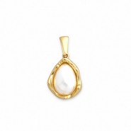 Colgantes Acero Inox con imitaci&oacute;n de perlas Dorado-blanco