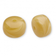 Abalorios acrílicos disco Amarillo ocre-blanco