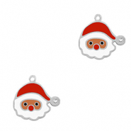 Colgantes Acero Inox Papá Noel Plateado-rojo