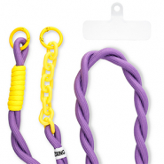 Cord&oacute;n para m&oacute;vil trendy incl. parche de sujeci&oacute;n P&uacute;rpura-amarillo