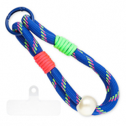 Cord&oacute;n para m&oacute;vil trendy incl. parche de sujeci&oacute;n Azul oscuro-rosa ne&oacute;n-verde ne&oacute;n-blanco marfil
