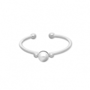 Anillos Acero Inox con perla Plateado-blanco