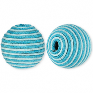 Abalorios acr&iacute;licos 22 mm con cord&oacute;n encerado Azul claro-azul