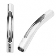 Abalorios acero inox tubo Plateado