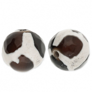 Piedras naturales abalorios Calcedonia 8mm Negro-marrón-blanco