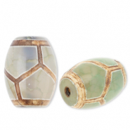 Piedras naturales abalorios Calcedonia tubo Verde-beige-marr&oacute;n