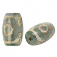 Piedras naturales abalorios Calcedonia tubo Verde-beige-marr&oacute;n
