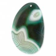 Colgantes de piedra natural &Aacute;gata &oacute;valo Multicolor verde-negro-blanco