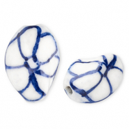 Abalorios de cerámica espiral con flor Blancuzco-azul Delfts