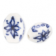 Abalorios de cerámica Blancuzco-azul Delfts