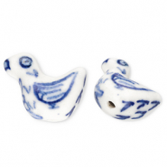 Abalorios de cerámica pato Blancuzco-azul Delfts