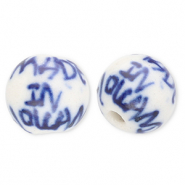 Abalorios de cerámica 10mm "Made in Holland" Blancuzco-azul Delfts