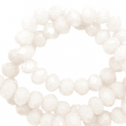 Abalorios faceteados 4x3 mm disco Blanco suave-cubierta pearl shine