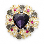 Broches corazón Dorado-púrpura-verde-rosa oscuro