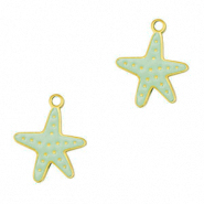 Colgantes Acero Inox estrella de mar Dorado-mentha verde