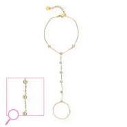 Pulseras anillo Acero Inox Dorado-cristal
