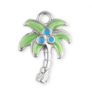 Colgantes Acero Inox palmera Plateado-verde-azul