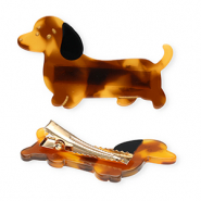 Accesorios pinza para el pelo perrito salchicha Marrón-negro-dorado