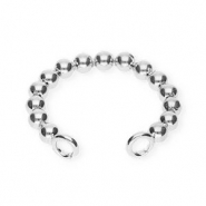 BY31&reg; Pendientes ear cuff acero Inox bolas con 2 anillas Plateado