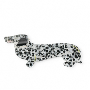 Accesorios pinza para el pelo perrito salchicha Blanco nacarado-negro-amarillo