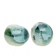 Abalorios de cerámica griega DQ® Verde ola del mar-marrón