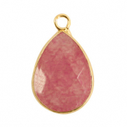 Colgantes de piedras naturales gota Rosa coral-dorado