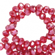Abalorios faceteados disco 8x6mm Torte de pasas roja-revestimiento ámbar