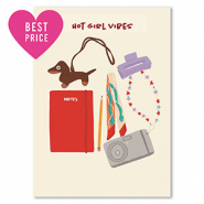 BY31® Tarjetas para joyería "Hot girl vibes" Blancuzco-rojo-lila-marrón